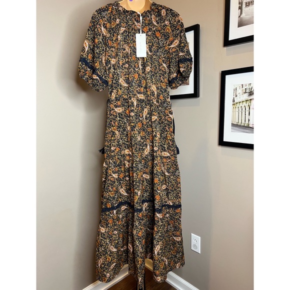 Anthropologie Floral Puff-Sleeved Midi Dress - Picture 7 of 9